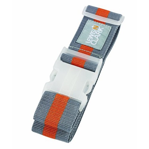 Lewis N. Clark 62gry Deluxe Luggage Belt - Gray With Orange Stripe