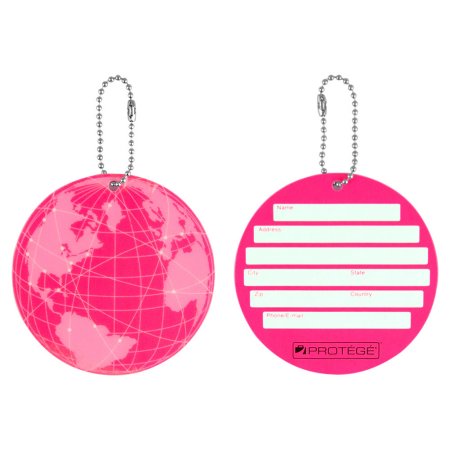 Neon Round Ez Id Luggage Tags, Pink, Pack Of 2