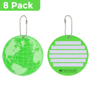 Pr2341ng-8 Neon Round Ez Id Luggage Tags, Green - Pack Of 8