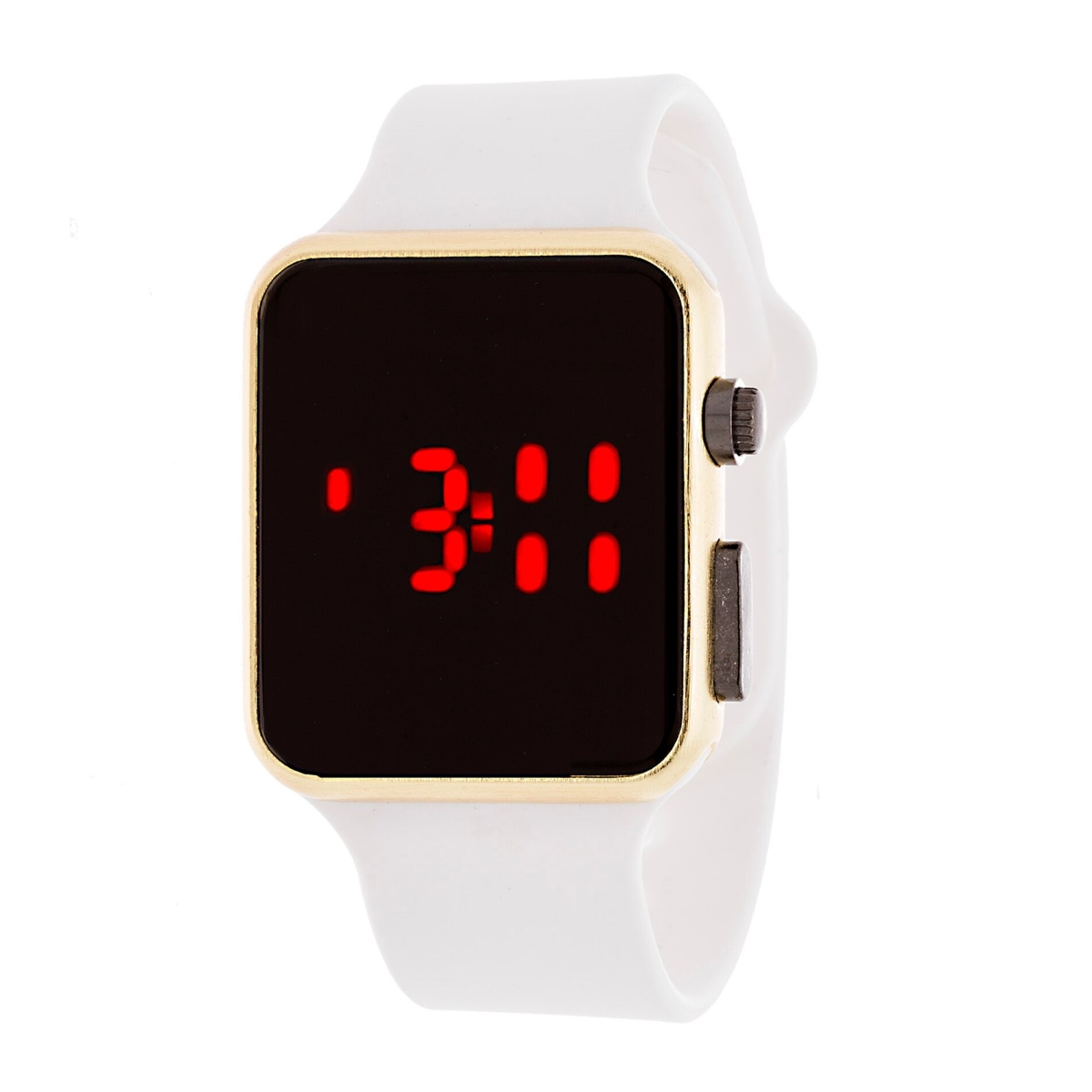 Nwr424206g-wt Digital Watch With Square Dail, Rubber Strap & Led Display, White