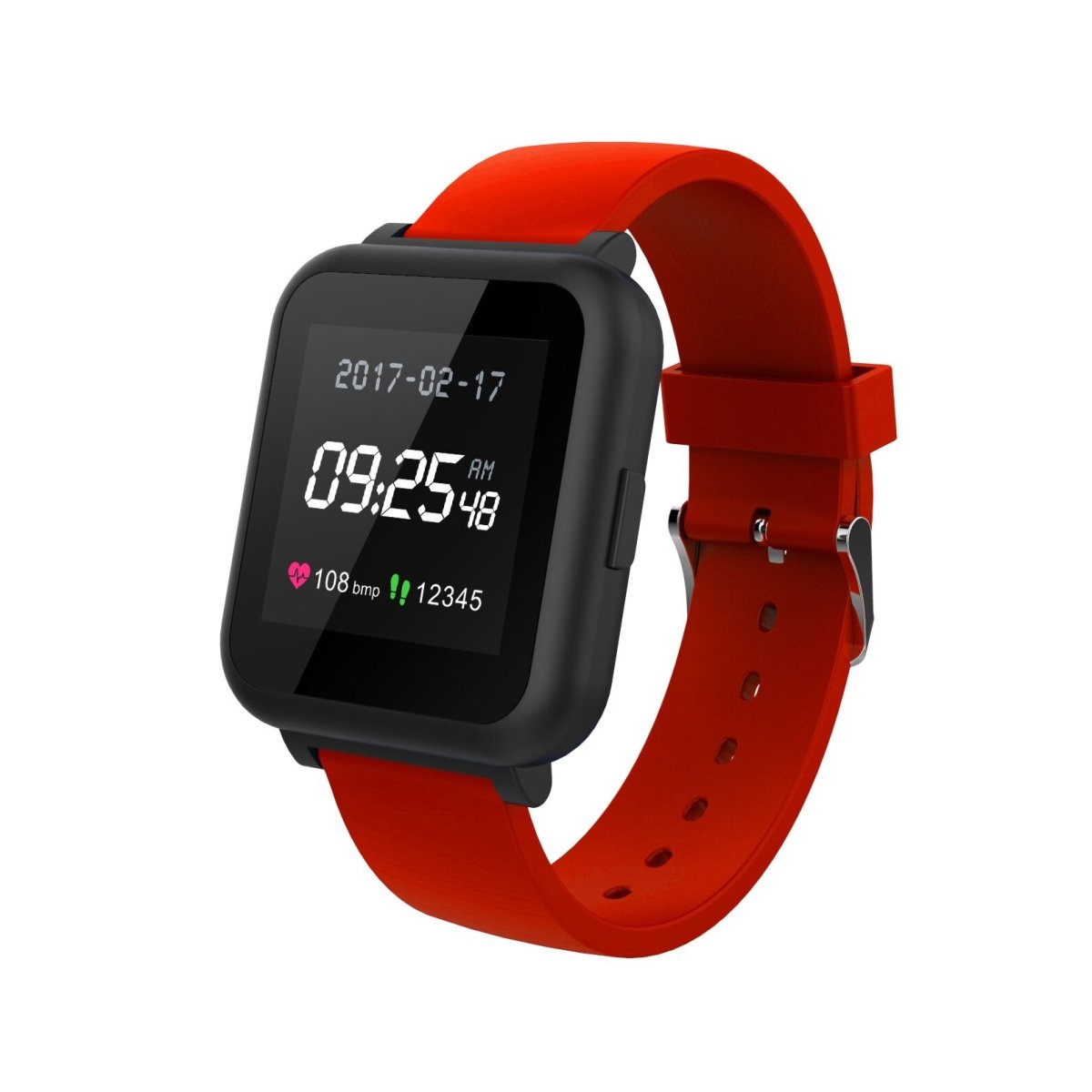  RBXTR011RE Digital Smart Watch with Square Dial & Rubber Strap, Red