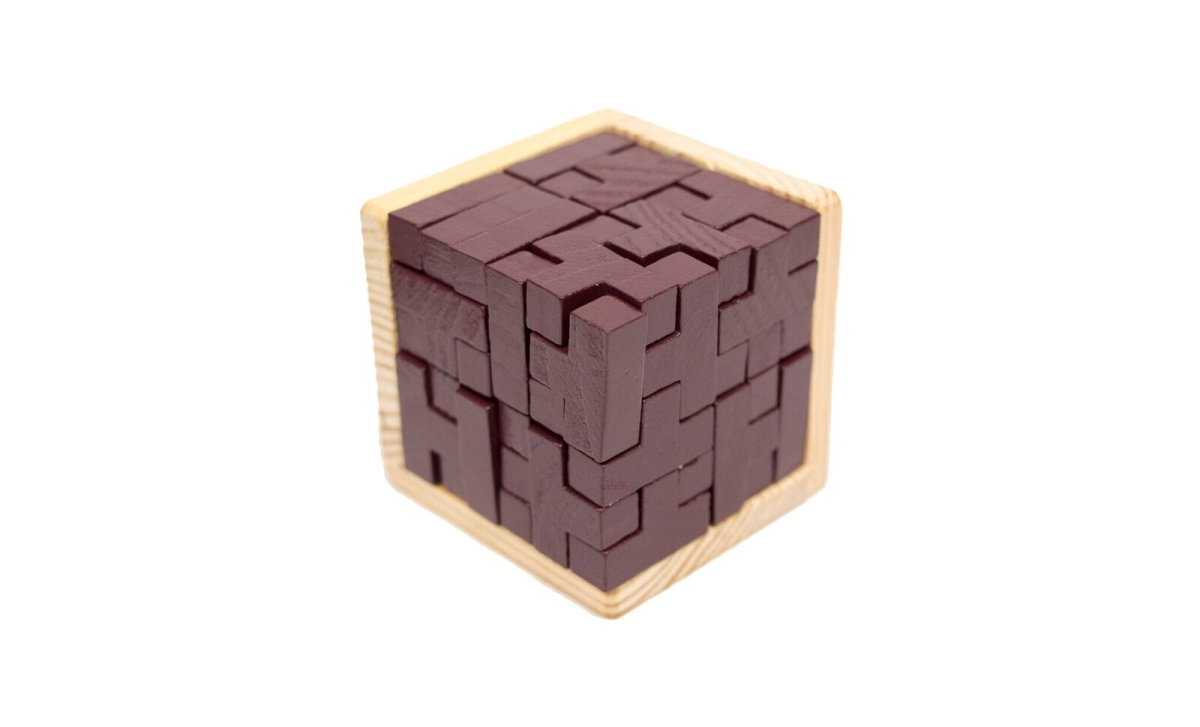 Fs1018br Wooden Brain Teasser Puzzle, Brown