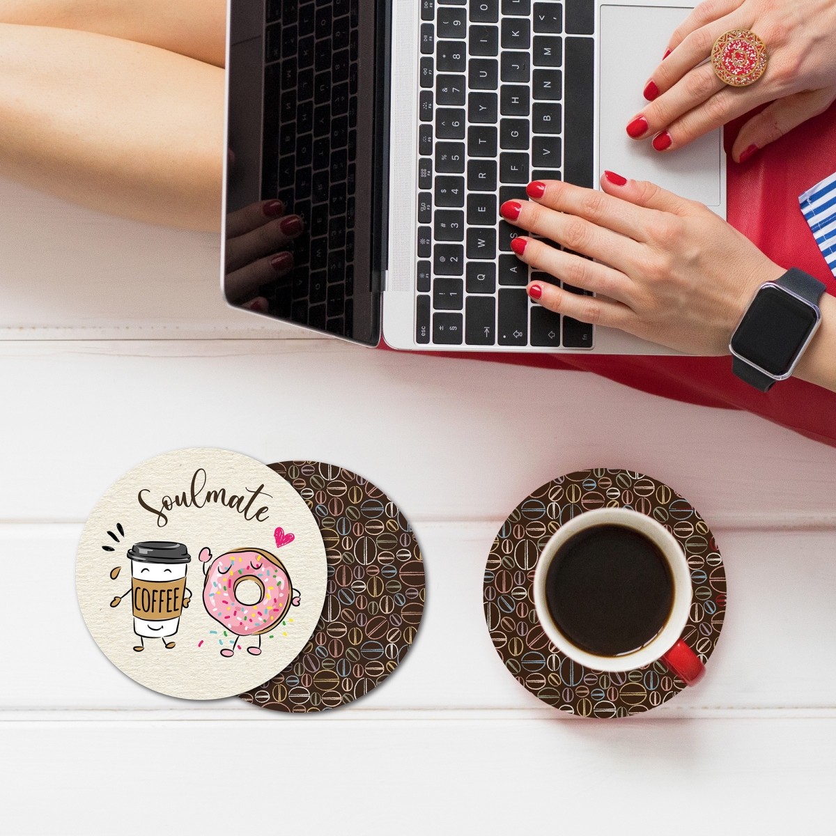 Picture of Yay Novelty 11003 Premium Reversible Paper Drink Coasters, Feline - Set of 10
