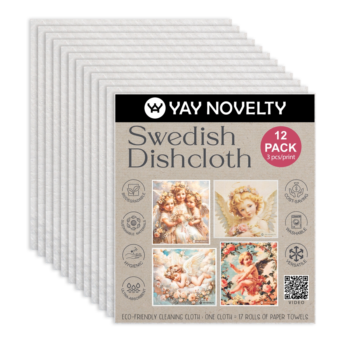 Picture of Yay Novelty 3712 Eco Friendly Swedish Dishcloth for Kitchen, Angel - Pack of 12