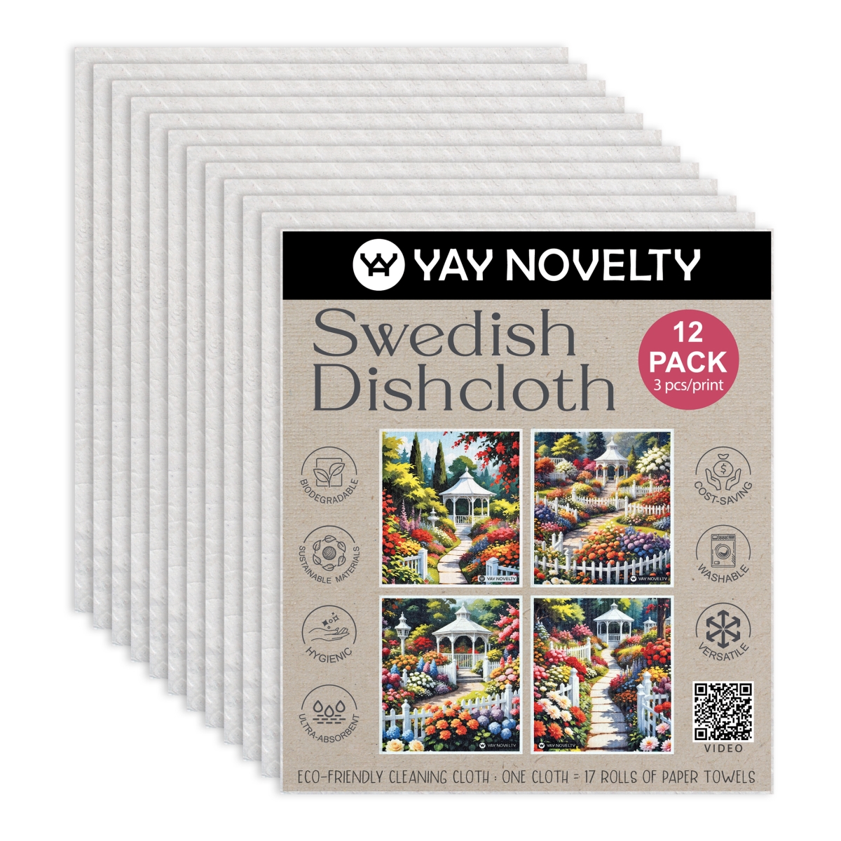 Picture of Yay Novelty 3714 Eco Friendly Swedish Dishcloth for Kitchen, Garden - Pack of 12