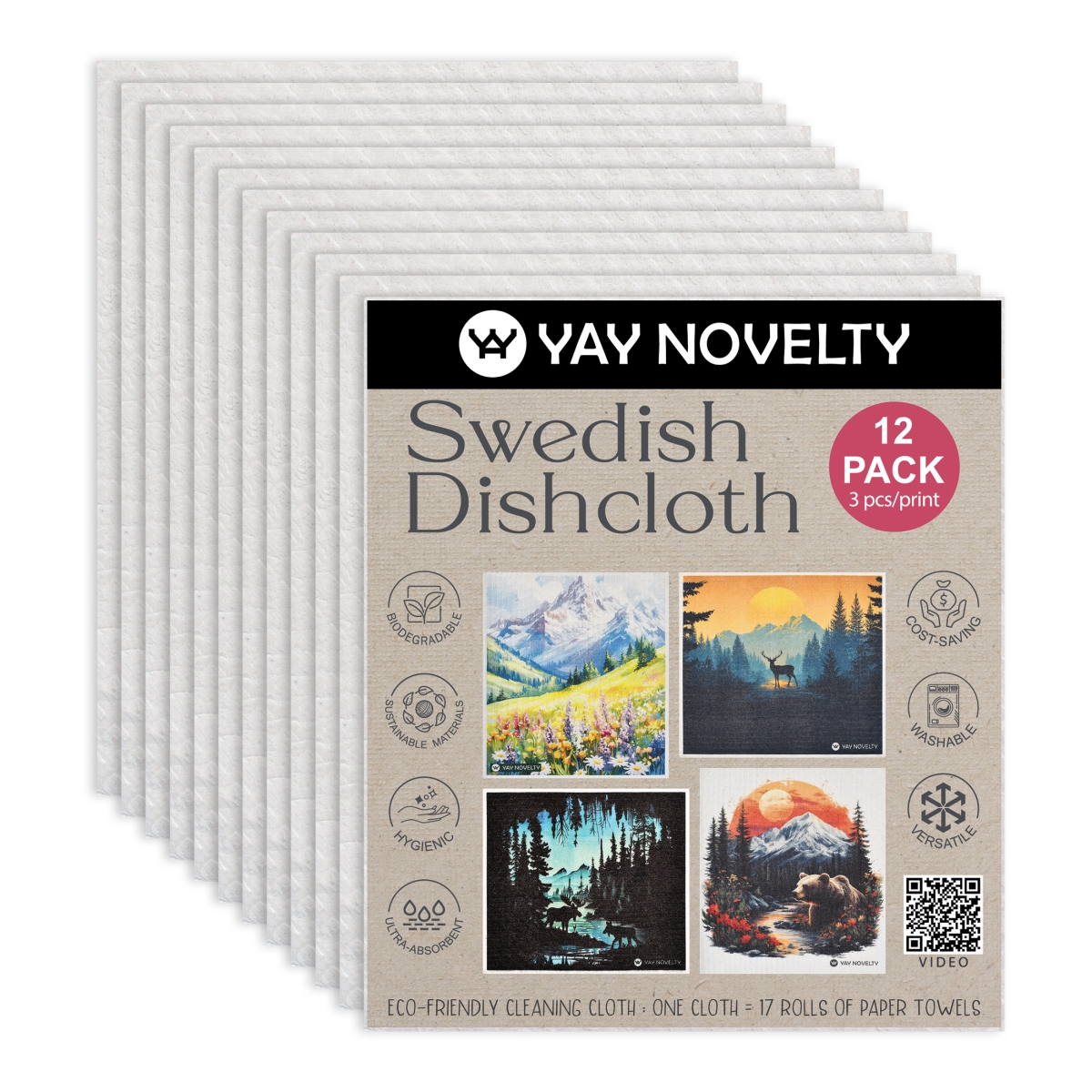 Picture of Yay Novelty 3720 Eco Friendly Swedish Dishcloth for Kitchen, Wilderness - Pack of 12
