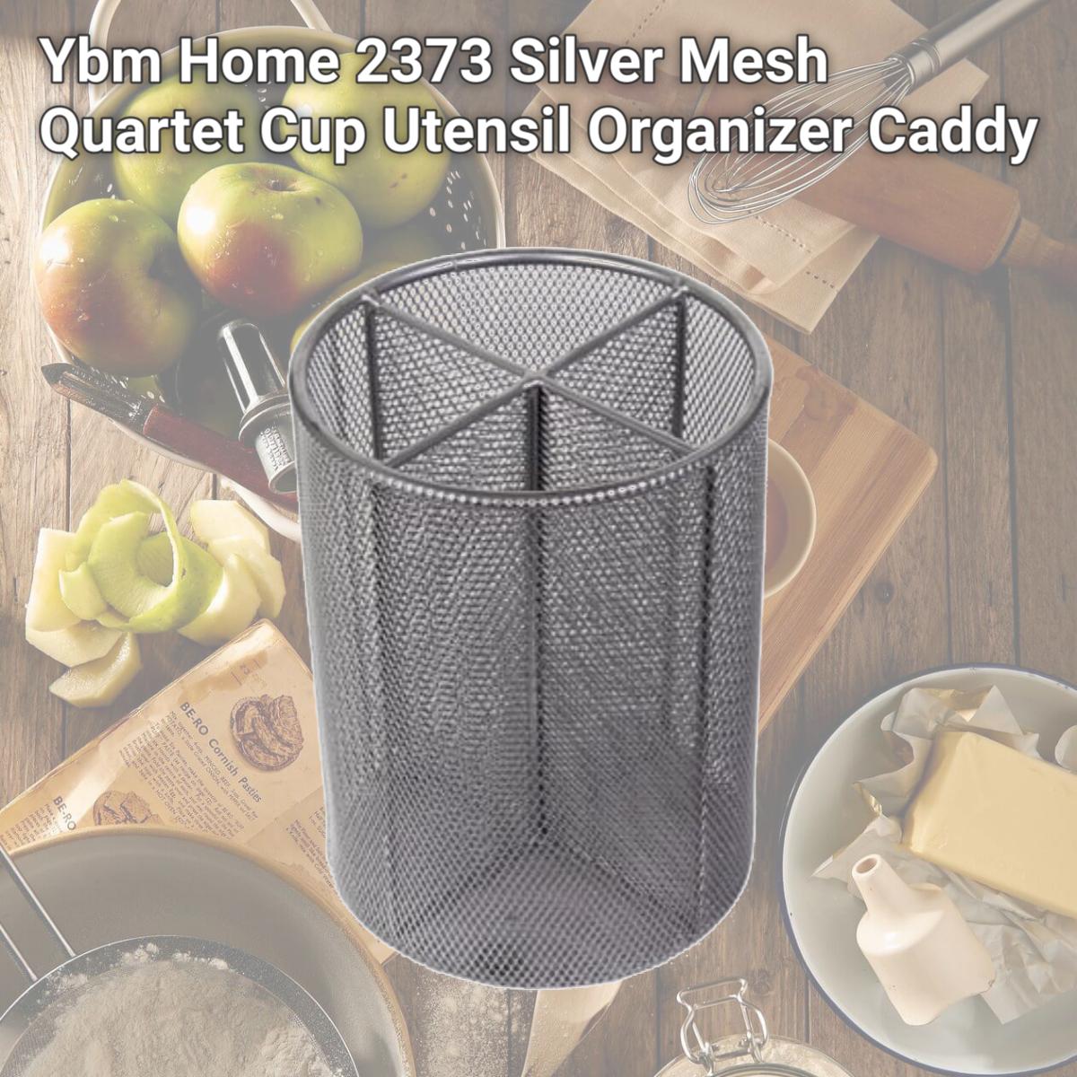 Picture of Ybm Home 2373 Silver Mesh Quartet Cup Utensil Organizer Caddy