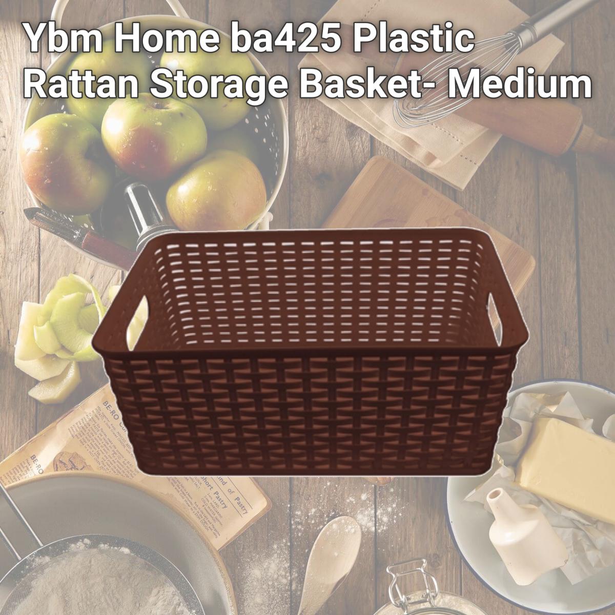 Picture of Ybm Home ba425 Plastic Rattan Storage Basket- Medium