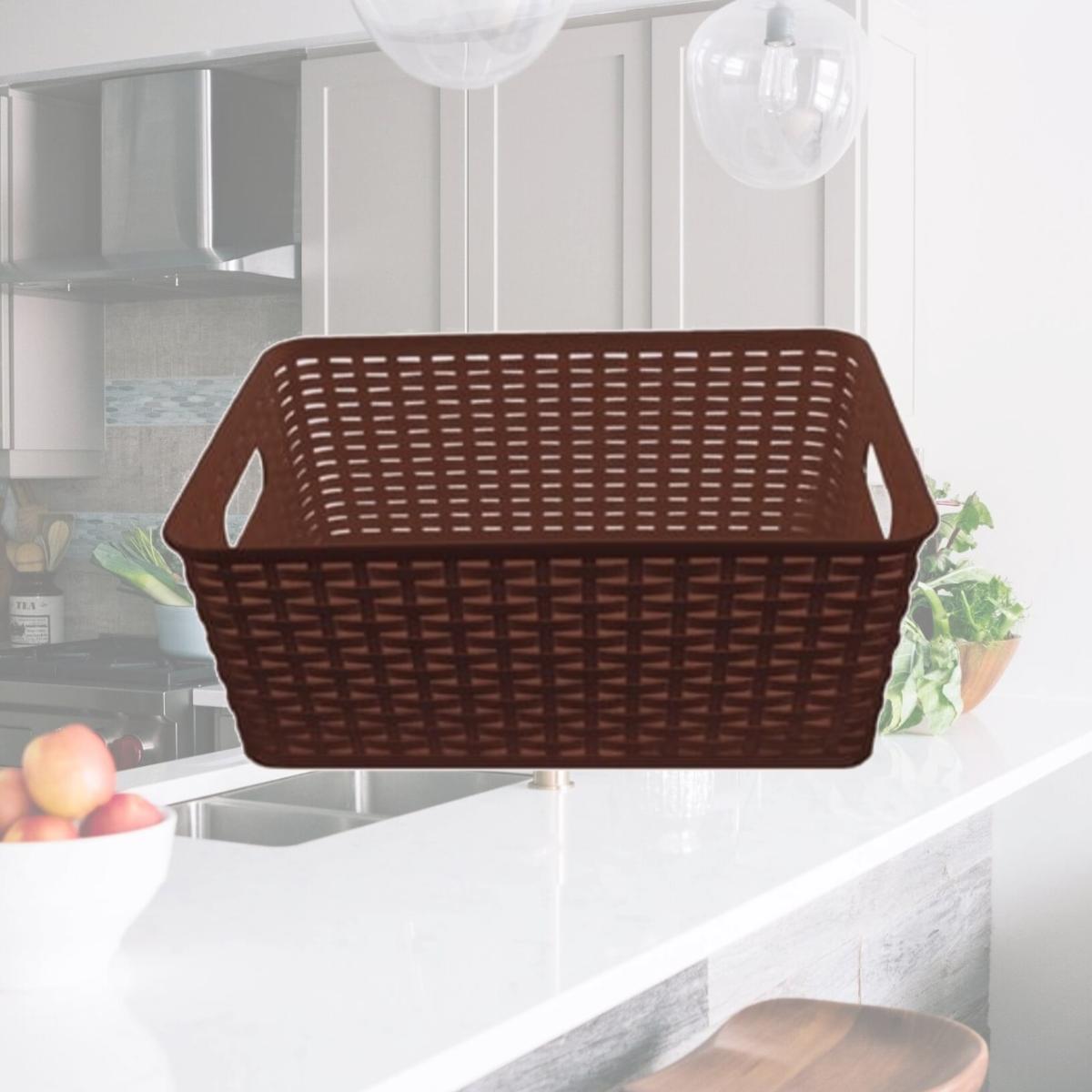Picture of Ybm Home ba425 Plastic Rattan Storage Basket- Medium