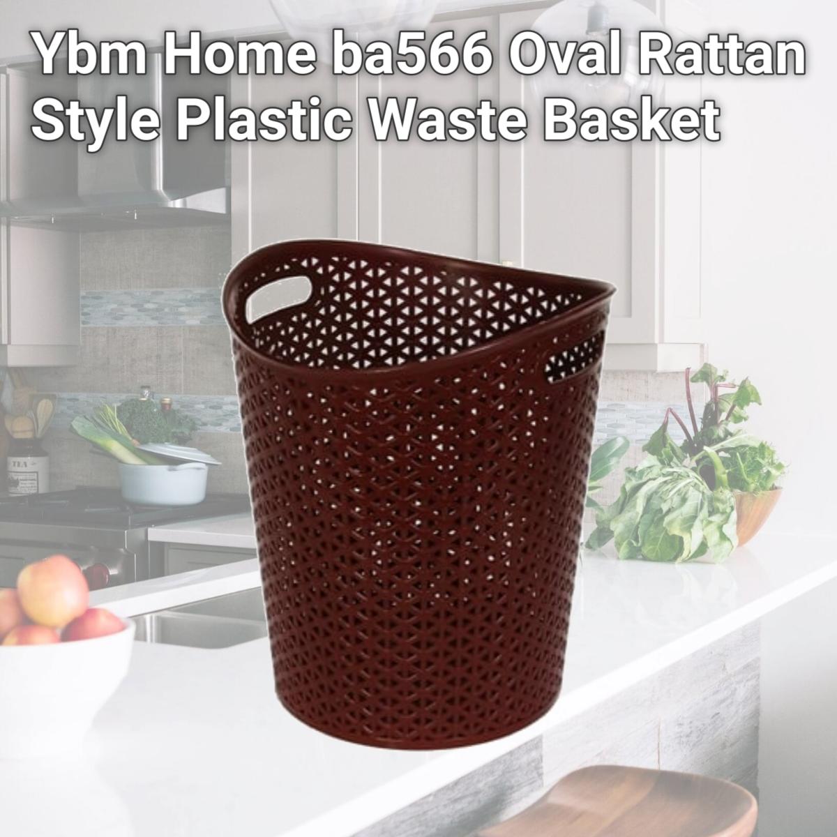 Picture of Ybm Home ba566 Oval Rattan Style Plastic Waste Basket