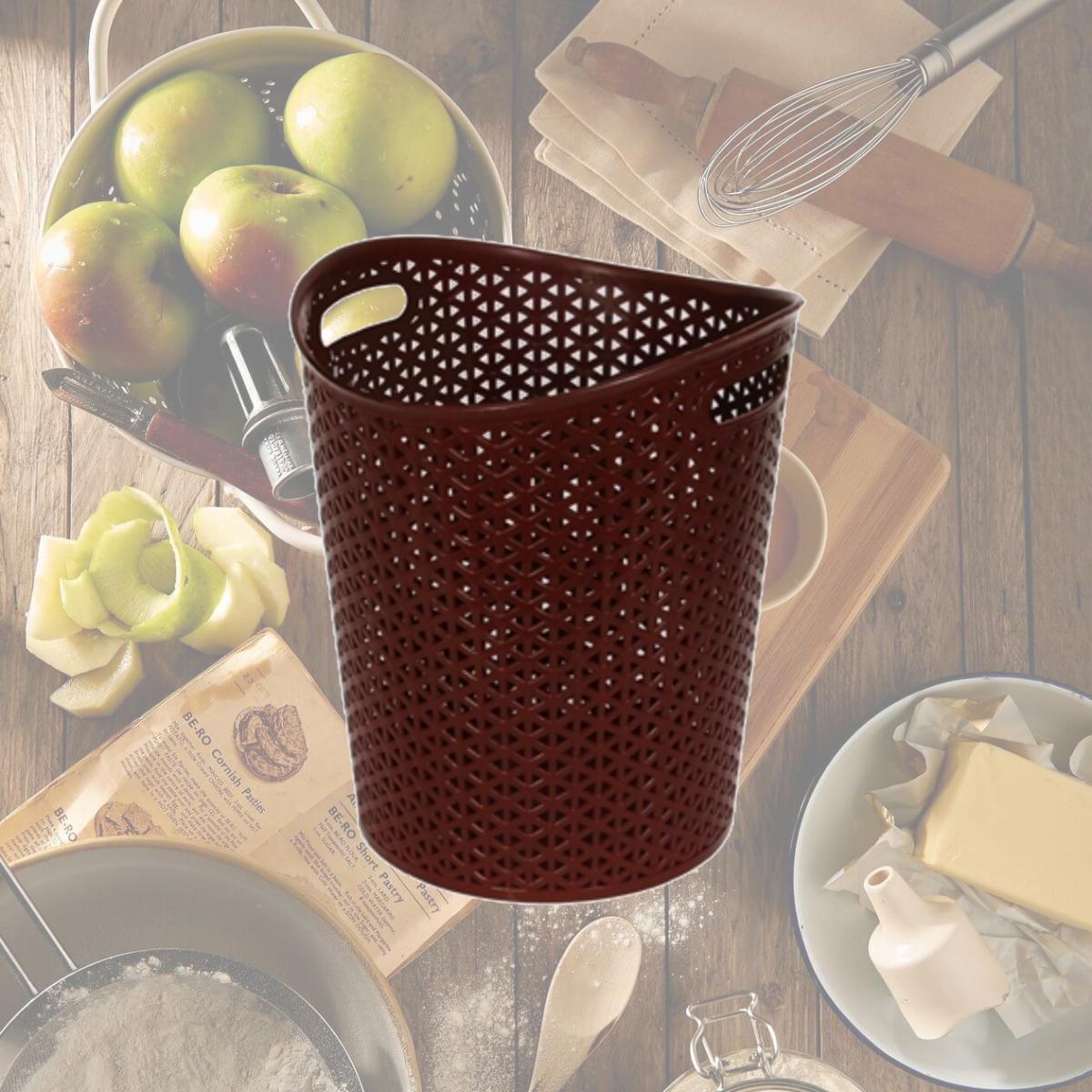 Picture of Ybm Home ba566 Oval Rattan Style Plastic Waste Basket