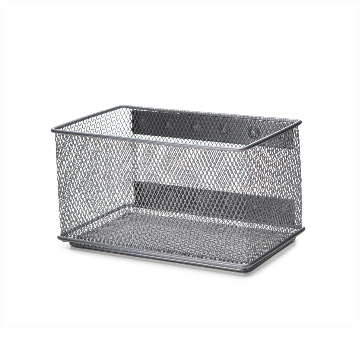 2457vc Wire Mesh Magnetic Storage Basket With Trash Caddy Kitchen Office Supply Organizer, Silver - 4.3 X 4.3 X 7.75 In.