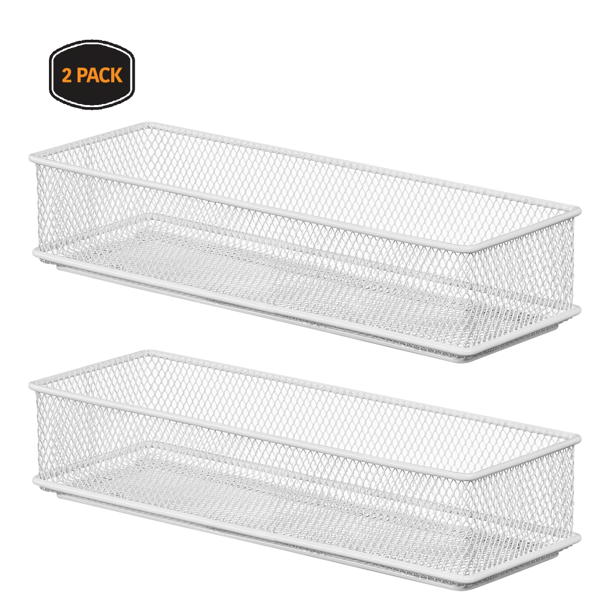 2523vc-2 Mesh Drawer Cabinet & Shelf Organizer Bins with School Supply Holder Office Desktop Organizer Basket, White - 2 x 3 x 9 in. - Pack of 2
