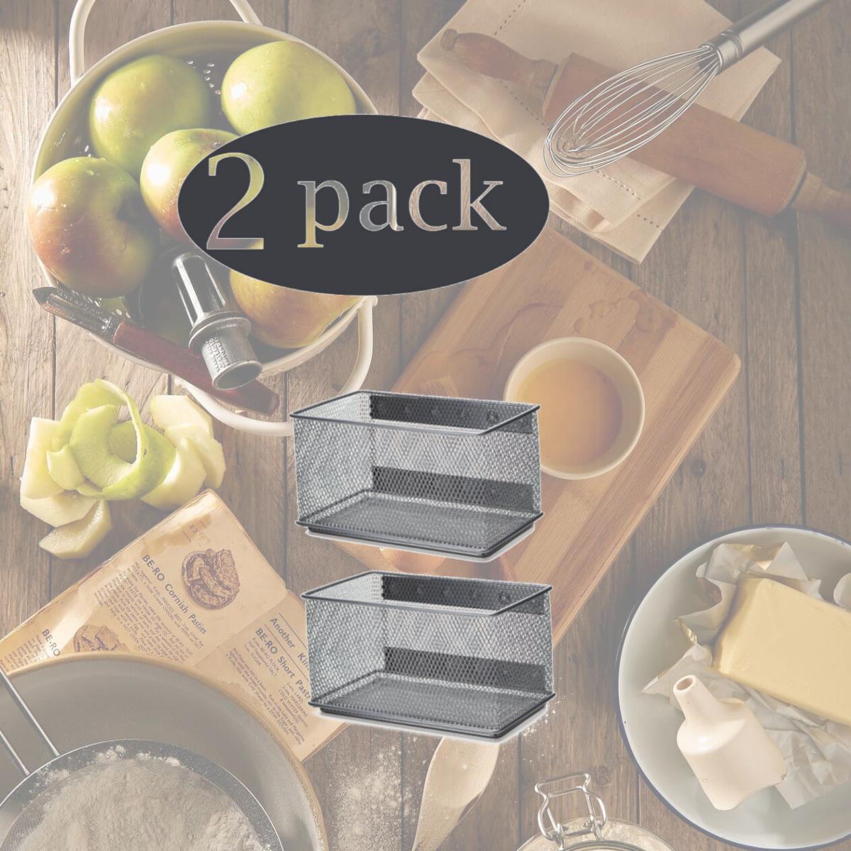 Picture of YBM Home 2457vc-2 Wire Mesh Magnetic Storage Basket with Trash Caddy Office Supply Organizer, Silver - 4.3 x 4.3 x 7.75 in. - Pack of 2