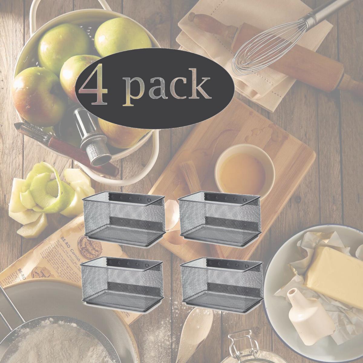 Picture of YBM Home 2457vc-4 Wire Mesh Magnetic Storage Basket with Trash Caddy Office Supply Organizer, Silver - 4.3 x 4.3 x 7.75 in. - Pack of 4