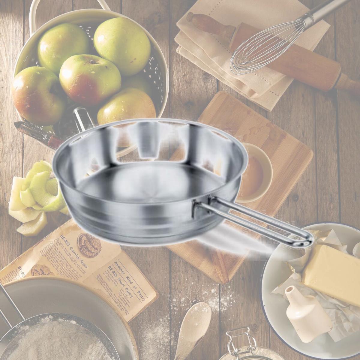 Picture of Korkmaz a1893 8 in. Classic 18 by 10 Stainless Steel Deep Frying Stir Fry Pan