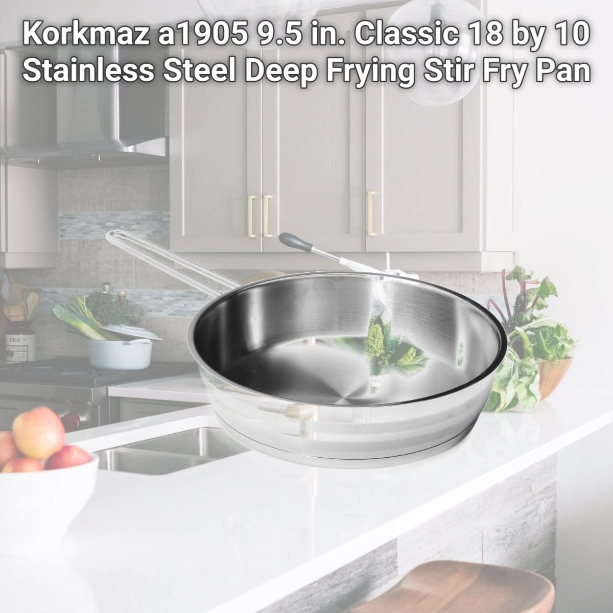 Picture of Korkmaz a1905 9.5 in. Classic 18 by 10 Stainless Steel Deep Frying Stir Fry Pan