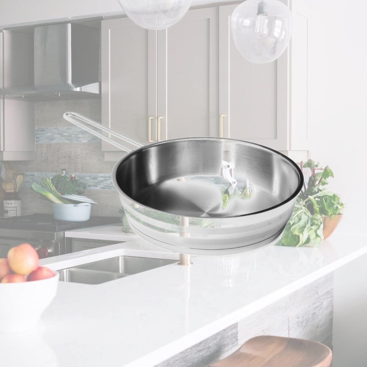 Picture of Korkmaz a1905 9.5 in. Classic 18 by 10 Stainless Steel Deep Frying Stir Fry Pan
