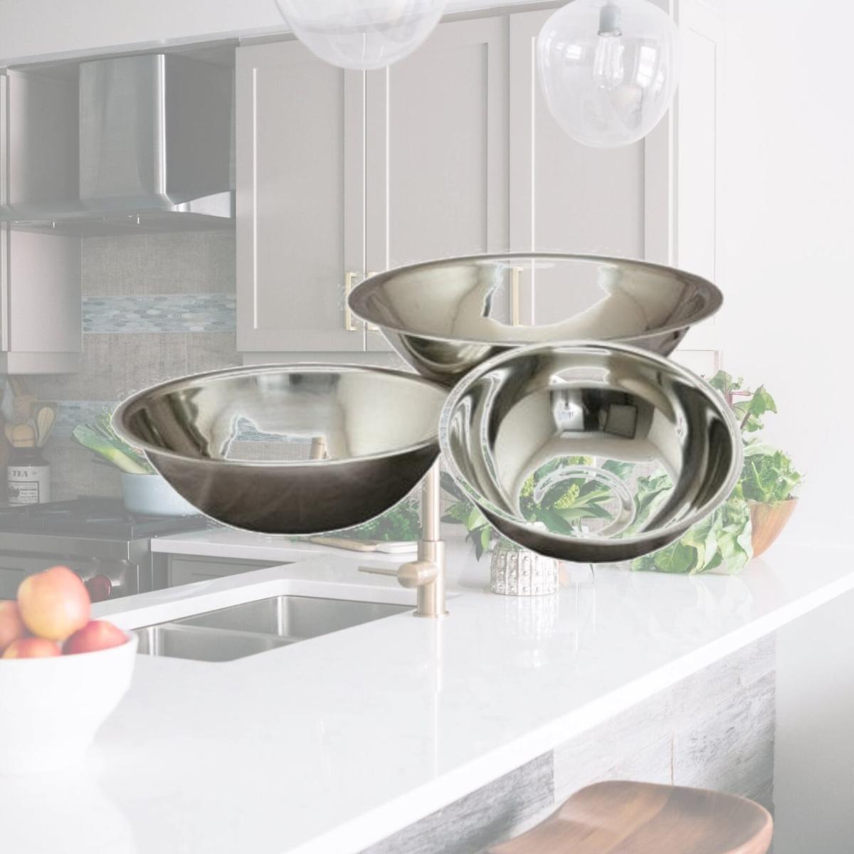 Picture of YBM Home 1174-75-76set Deep Heavy Duty Quality Stainless Steel Mixing Bowls - Set of 3