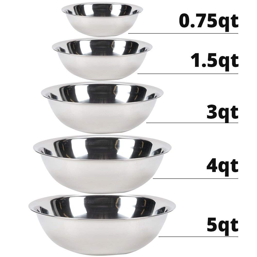 2532-2533-1174-75-76set Deep Heavy Duty Quality Stainless Steel Mixing Bowls - Set Of 5
