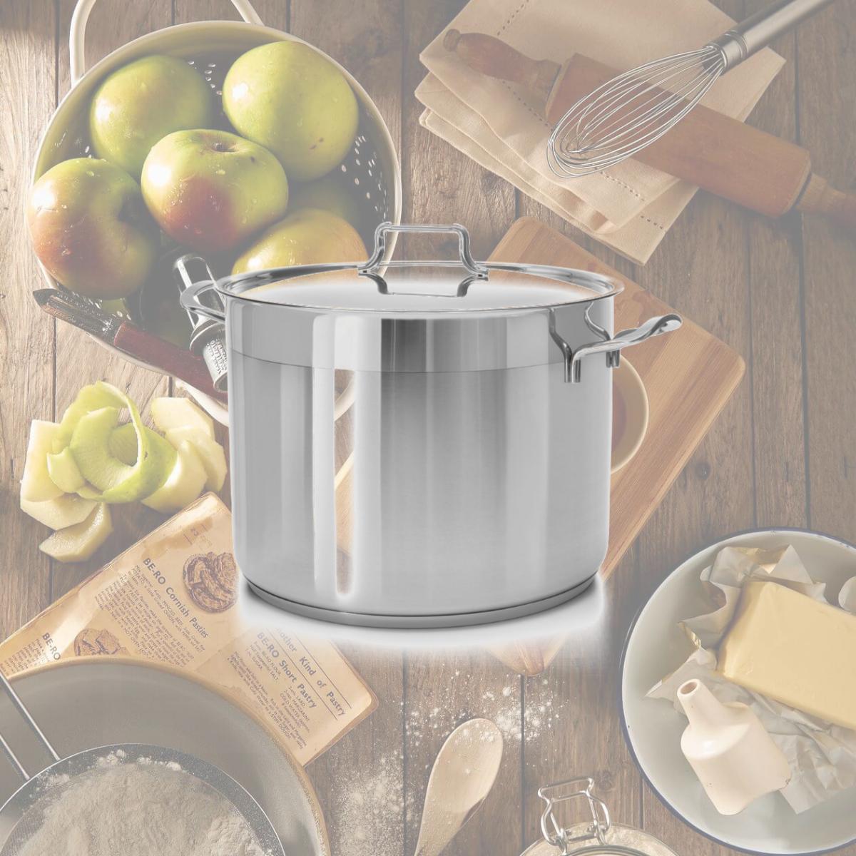 Picture of Hascevher H4 4 qt. Classic 18 by 10 Stainless Steel StockPot Covered in Cookware Induction