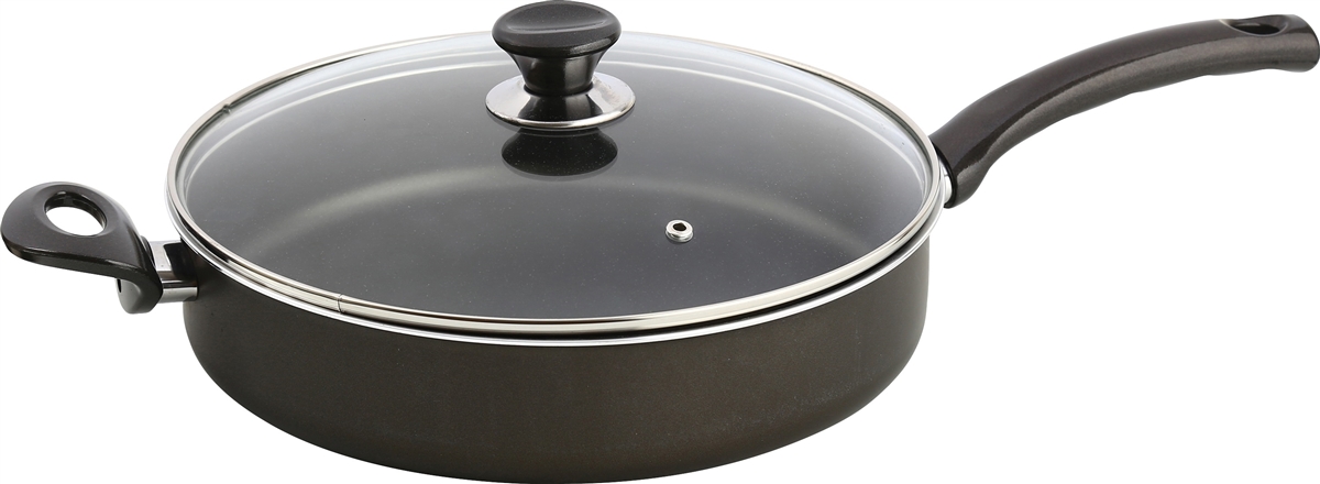 Ost28 Mehtap Saute Pan With Lid & Two Handles, Black