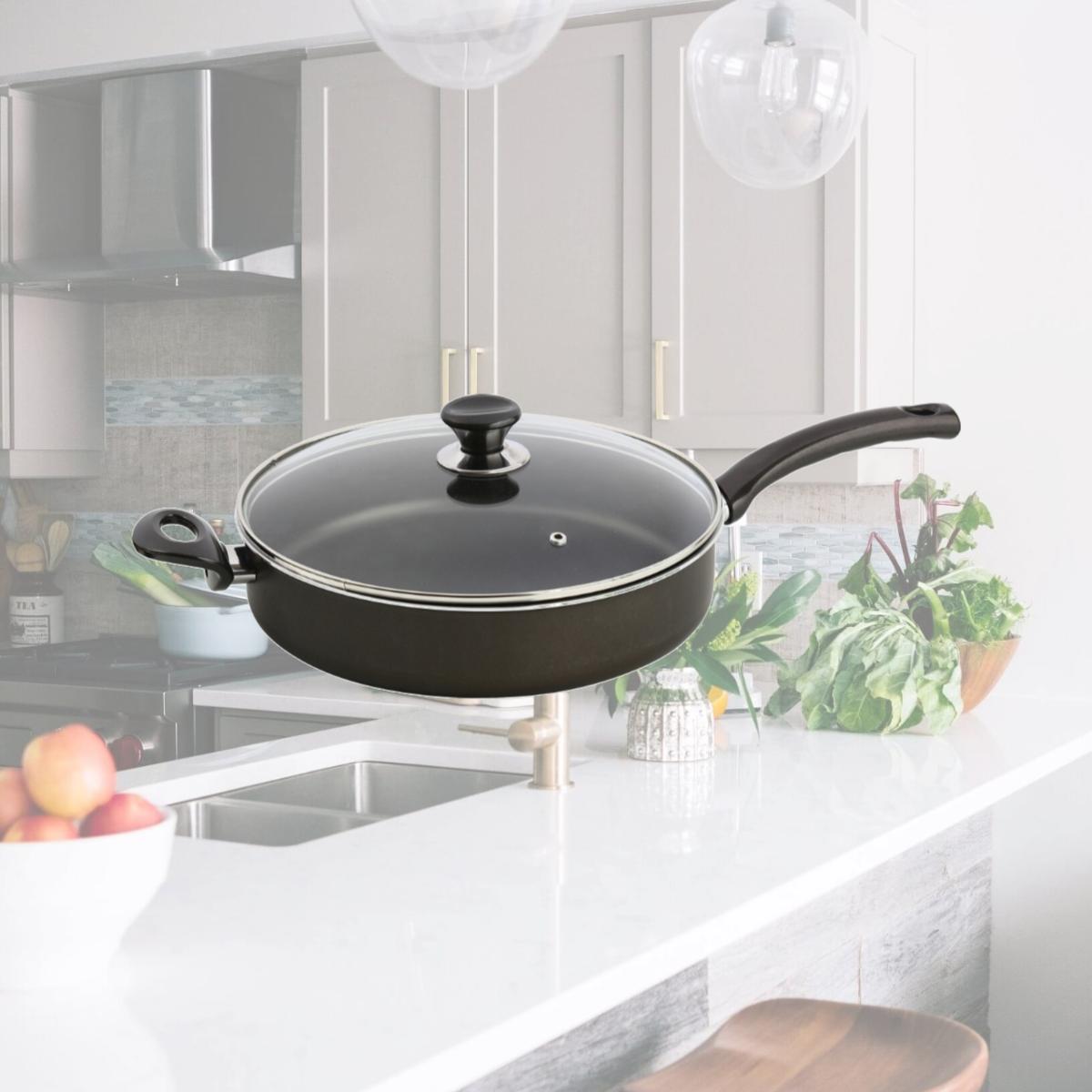 Picture of YBM Home ost28 Mehtap Saute Pan with Lid & Two Handles, Black