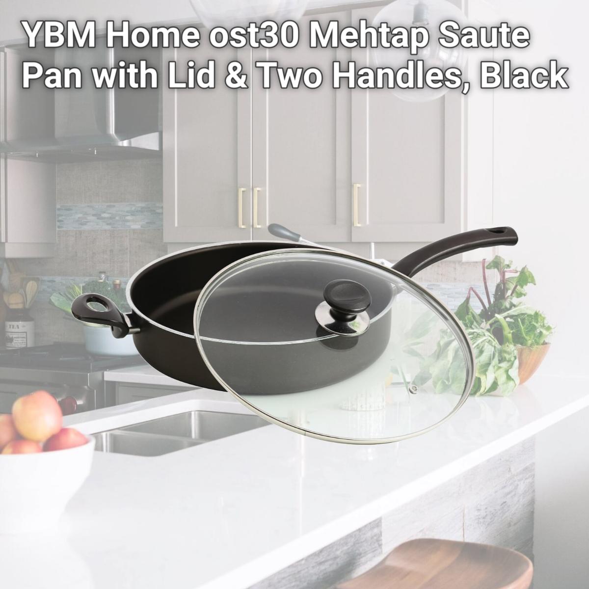 Picture of YBM Home ost30 Mehtap Saute Pan with Lid & Two Handles, Black