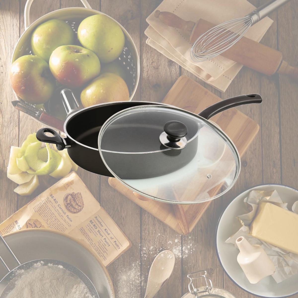 Picture of YBM Home ost30 Mehtap Saute Pan with Lid & Two Handles, Black