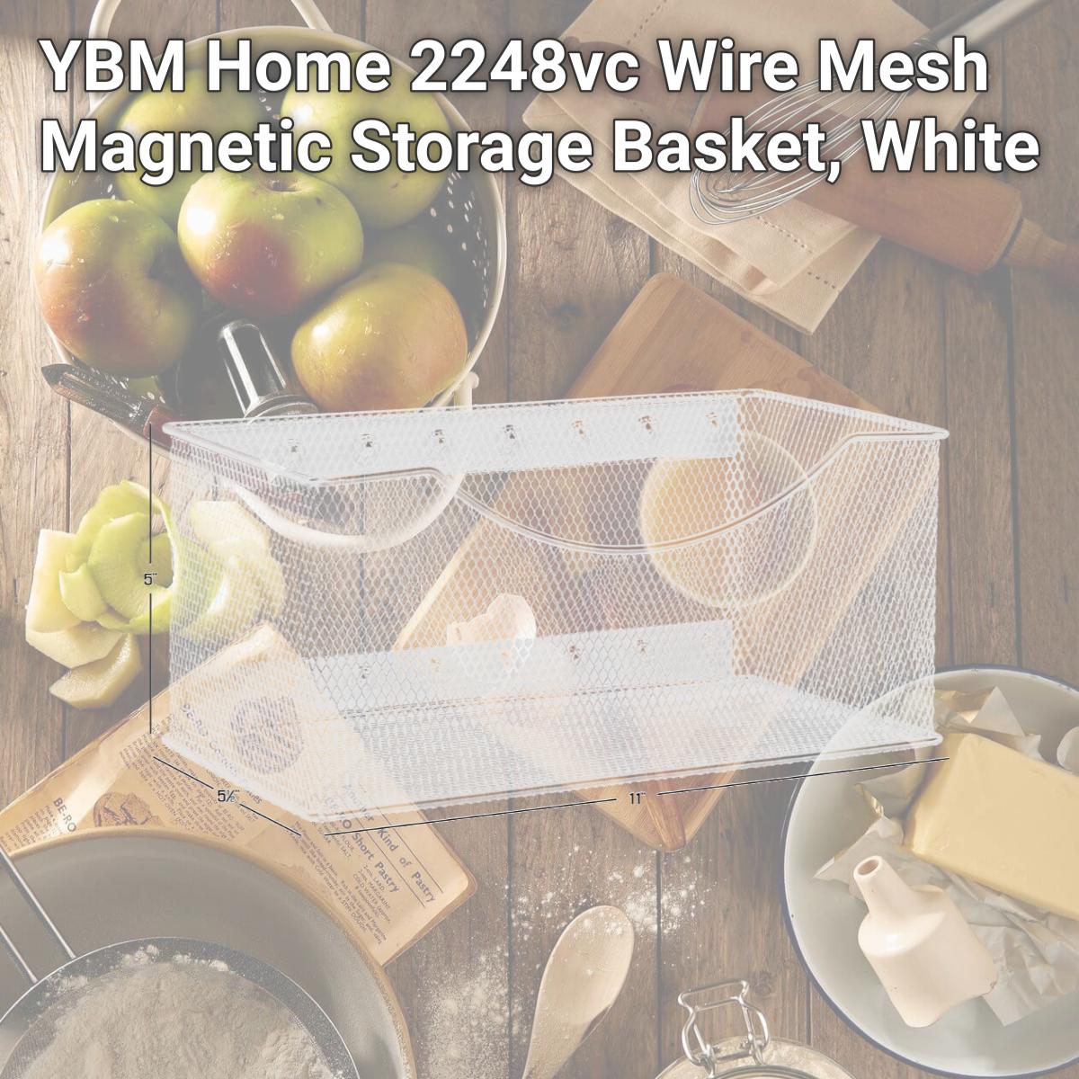 Picture of YBM Home 2248vc Wire Mesh Magnetic Storage Basket, White