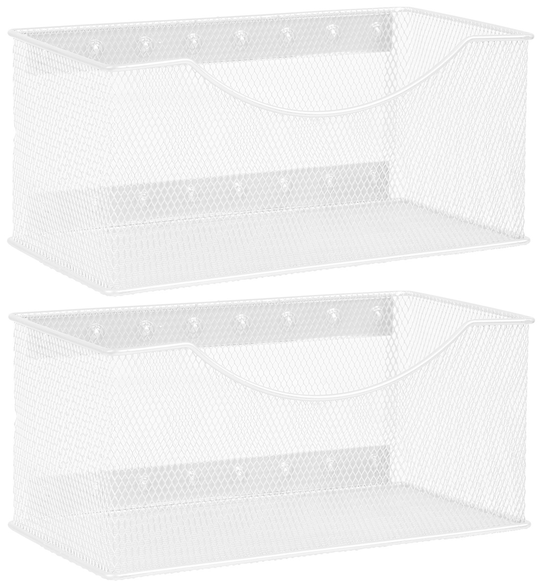 2248vc-2 Wire Mesh Magnetic Storage Basket, White - Pack Of 2