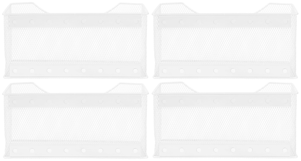 2248vc-4 Wire Mesh Magnetic Storage Basket, White - Pack Of 4