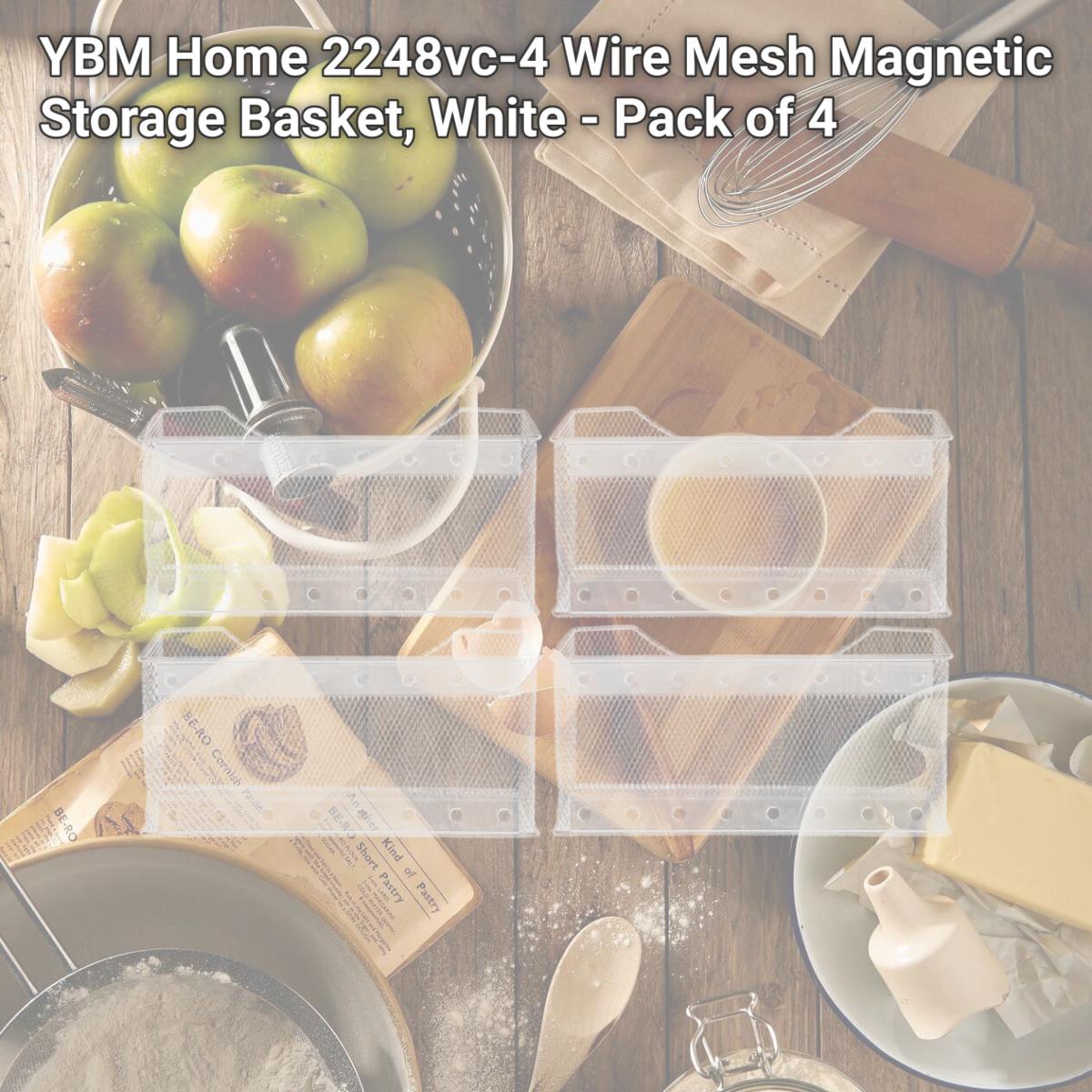 Picture of YBM Home 2248vc-4 Wire Mesh Magnetic Storage Basket, White - Pack of 4