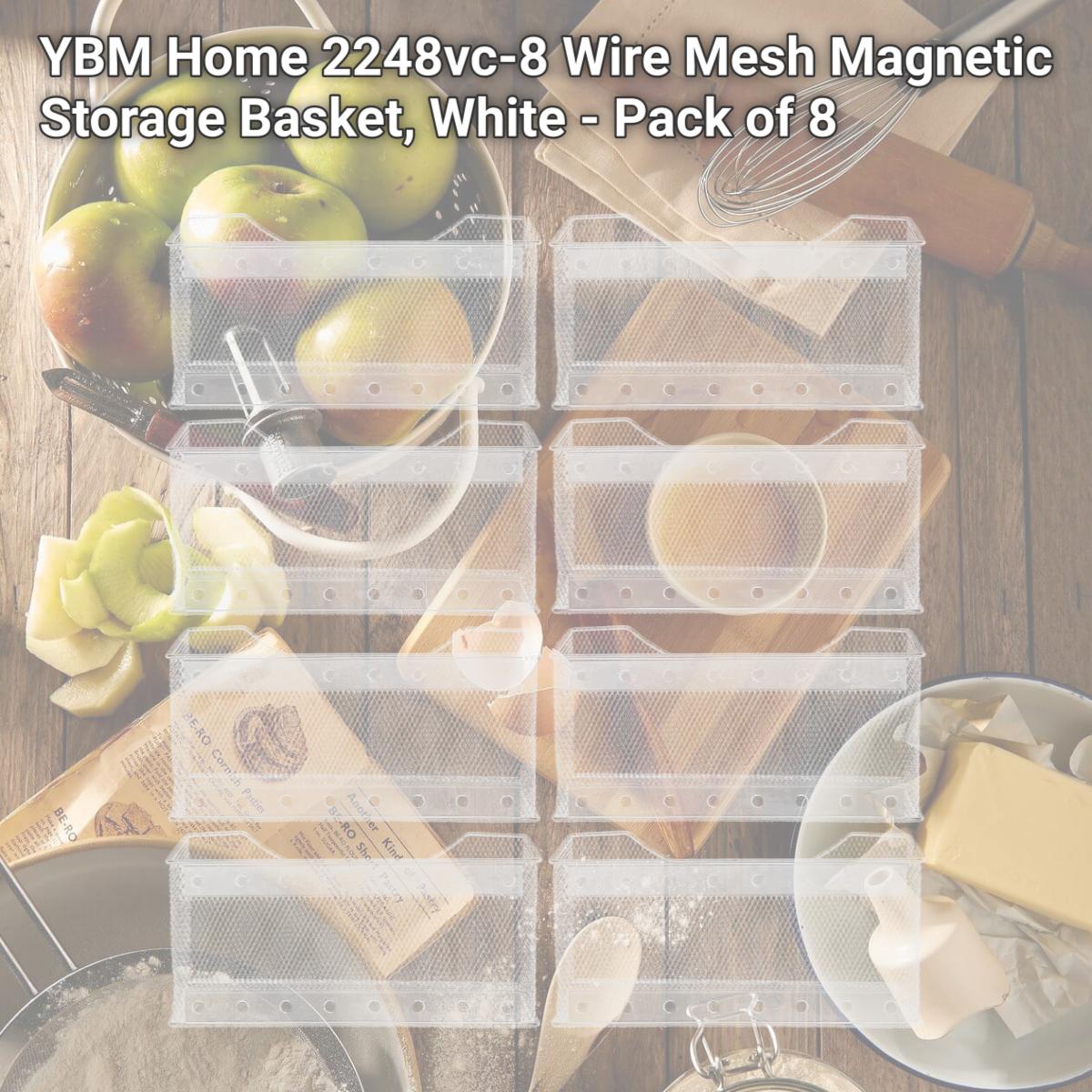 Picture of YBM Home 2248vc-8 Wire Mesh Magnetic Storage Basket, White - Pack of 8