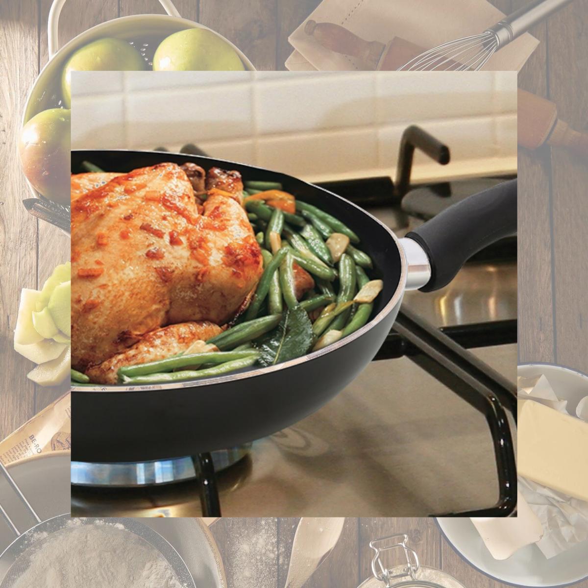 Picture of YBM Home ot11vc 8 in. Dia. x 2.5 in. Home Non-Stick Classic Non Stick Frying Pan, Black