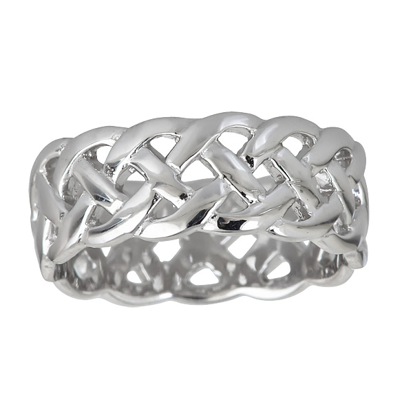 Sterling Silver High Polished Celtic Eternity Ring Size - 10