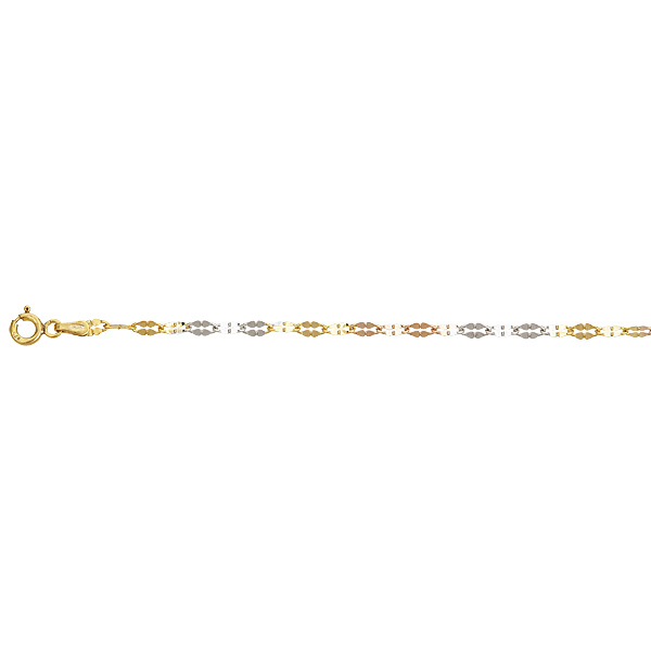 Sterling Silver Tricolor 2.30 Mm., 22 In. Twist Chain