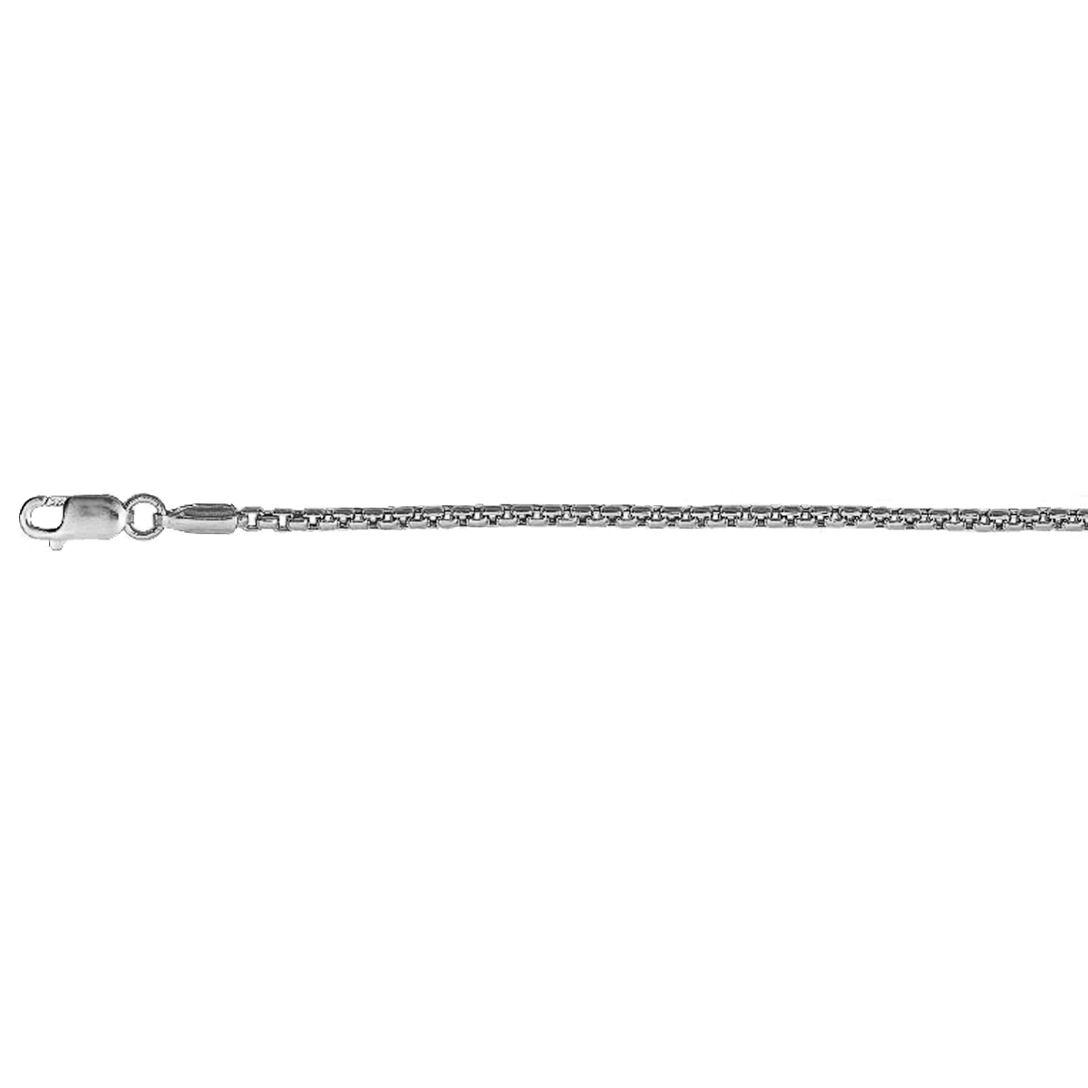 Sterling Silver 1.80 Mm., 26 In. Hollow Round Box Rhodium Plated Chain