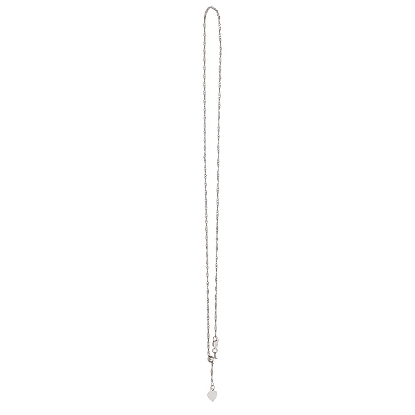 Sterling Silver Rhodium 22 In. Singapore Adjustable Necklace With Dangling Heart