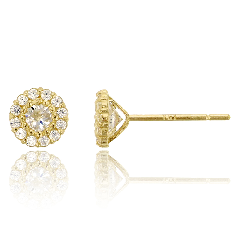 Ygi Fze5117y2w 14k Yellow Gold Pave 3.25 Mm. Round Bubble Cluster Stud Earring