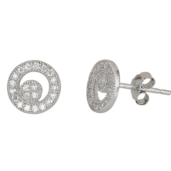 Sterling Silver Micropave Petite Key Stud