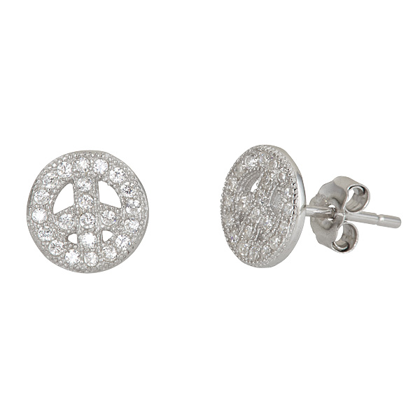 Sterling Silver Micropave Petite Heart Stud