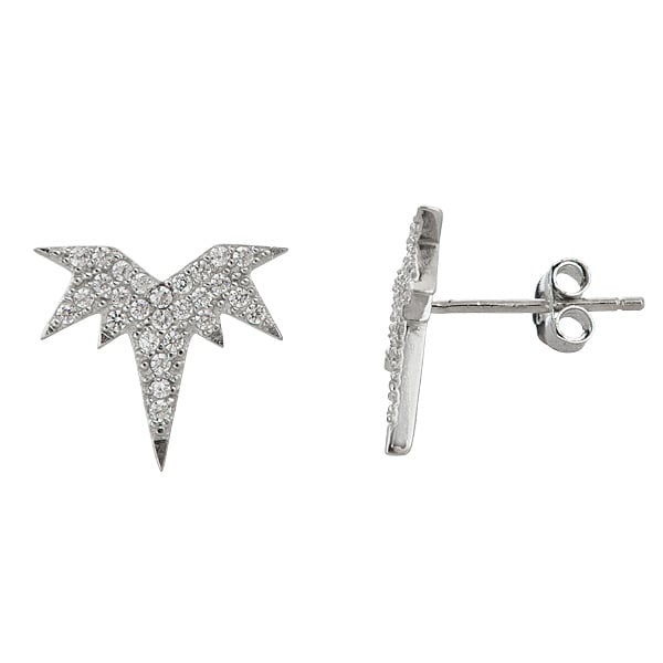 Sterling Silver Micropave Wings Stud