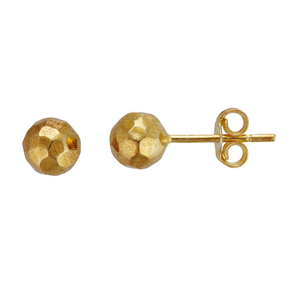 Sterling Silver Yellow Disco Ball Stud Earring - 6 Mm.