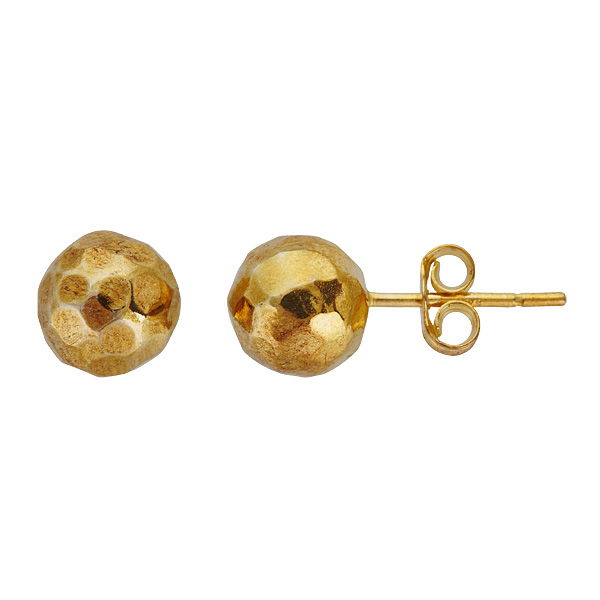 Sterling Silver Yellow Disco Ball Stud Earring - 8 Mm.