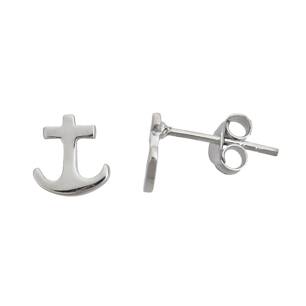 Sterling Silver Anchor Stud