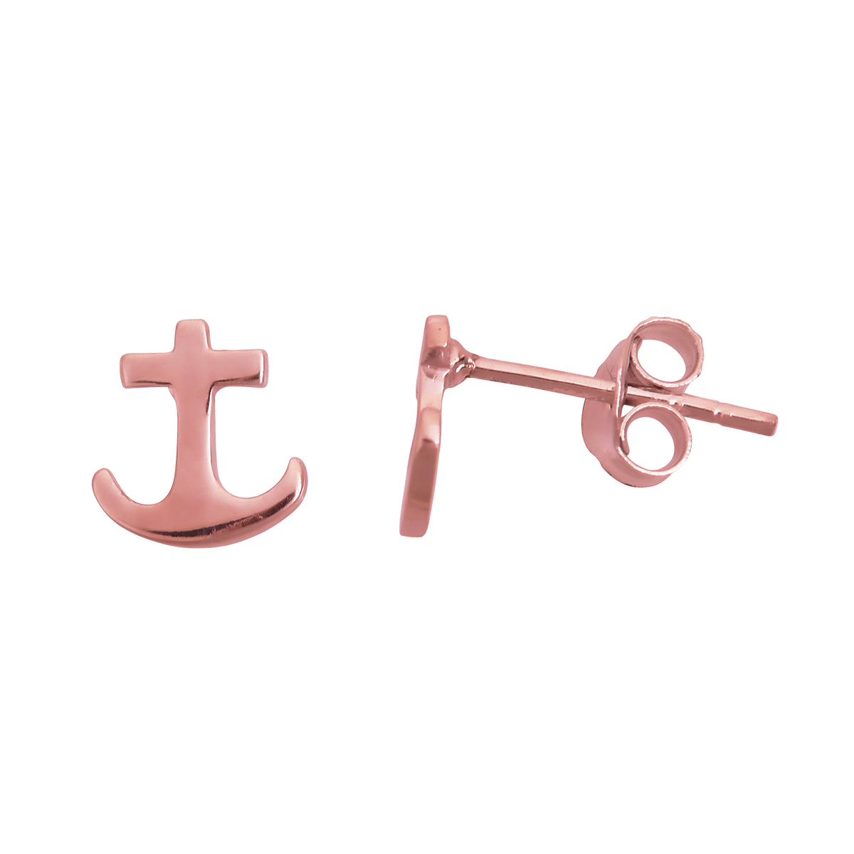 Sterling Silver Rose Anchor Stud