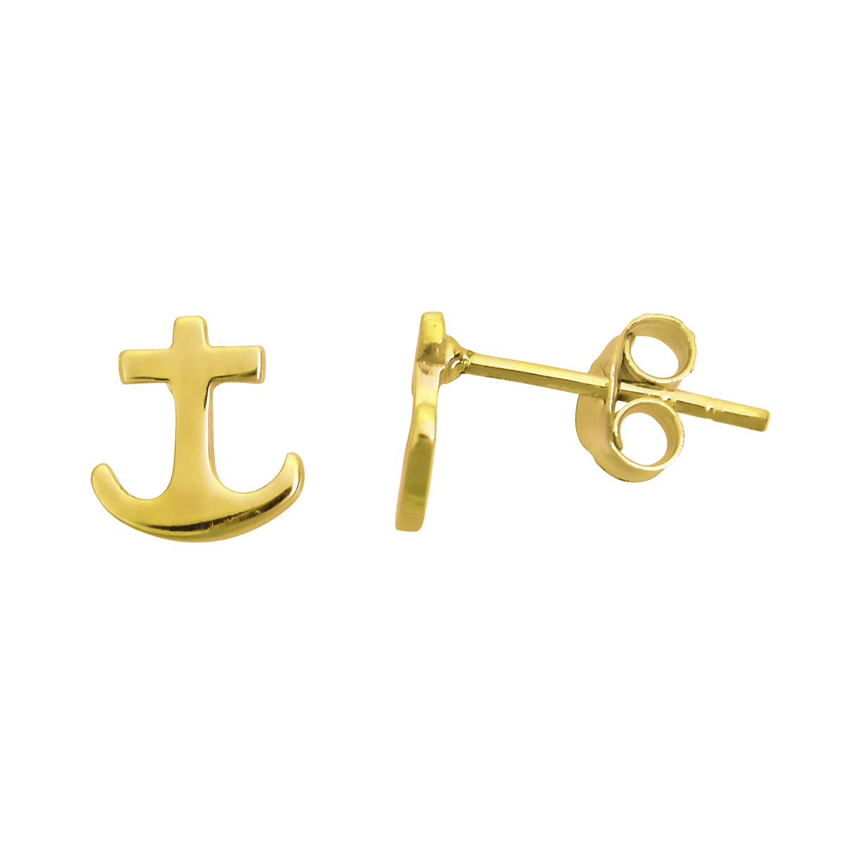 Sterling Silver Yellow Anchor Stud