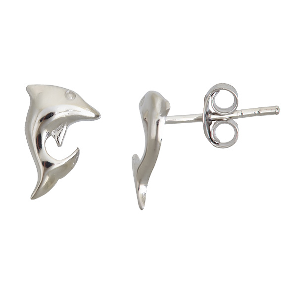 Sterling Silver Dolphin Stud