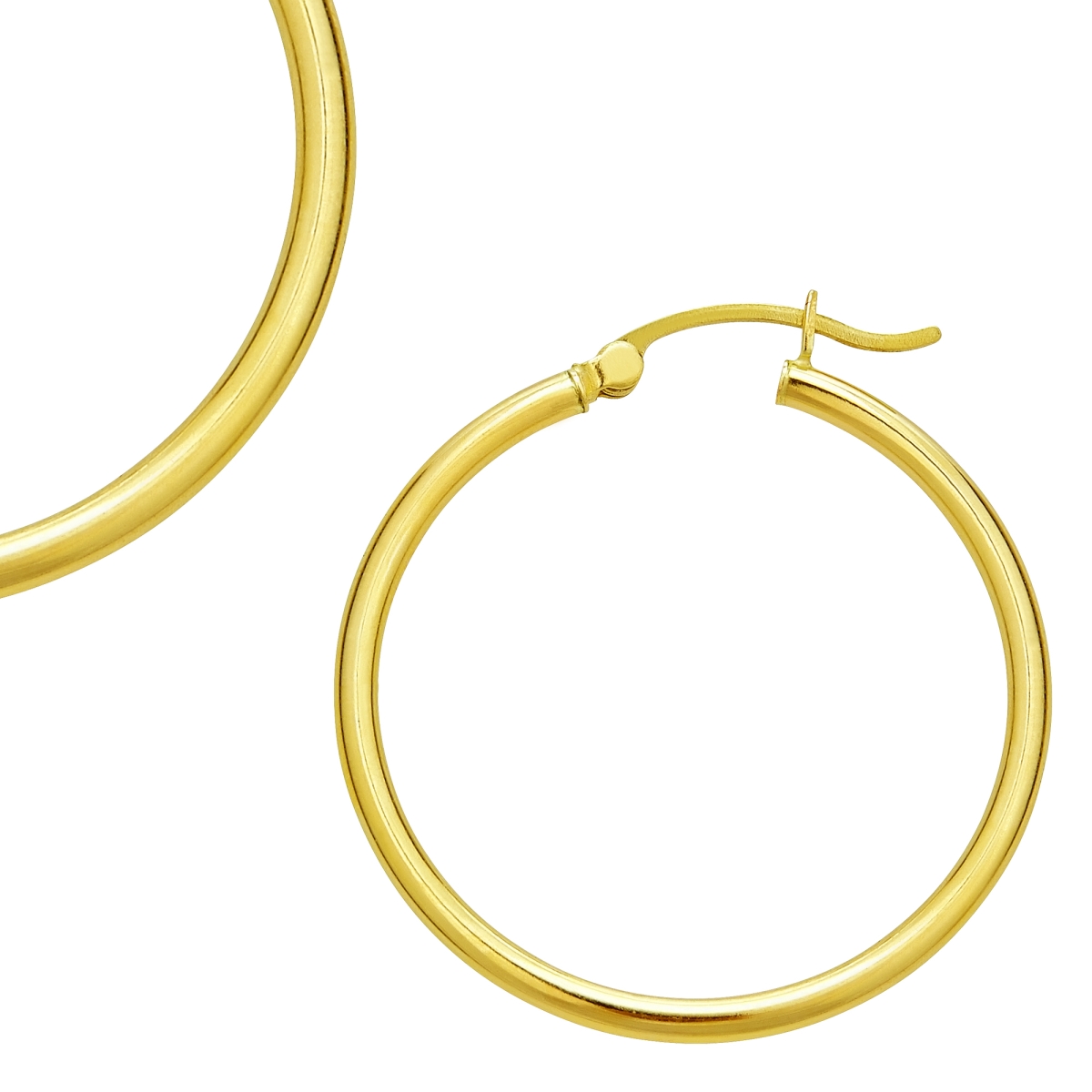 14k Yellow Gold Polished Hoop Earring, 2 X 25 Mm.